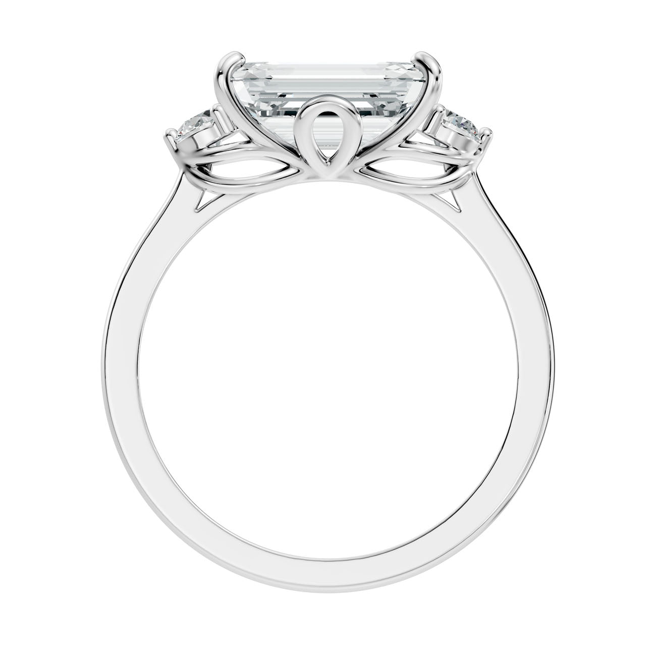 2.62 Ct. Emerald Cut Diamond Ring with Round Side Stones (GJSLR-084) 8