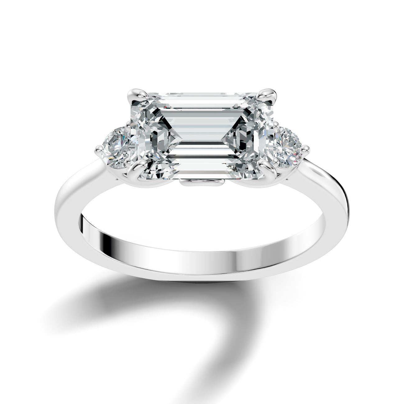 2.62 Ct. Emerald Cut Diamond Ring with Round Side Stones (GJSLR-084)