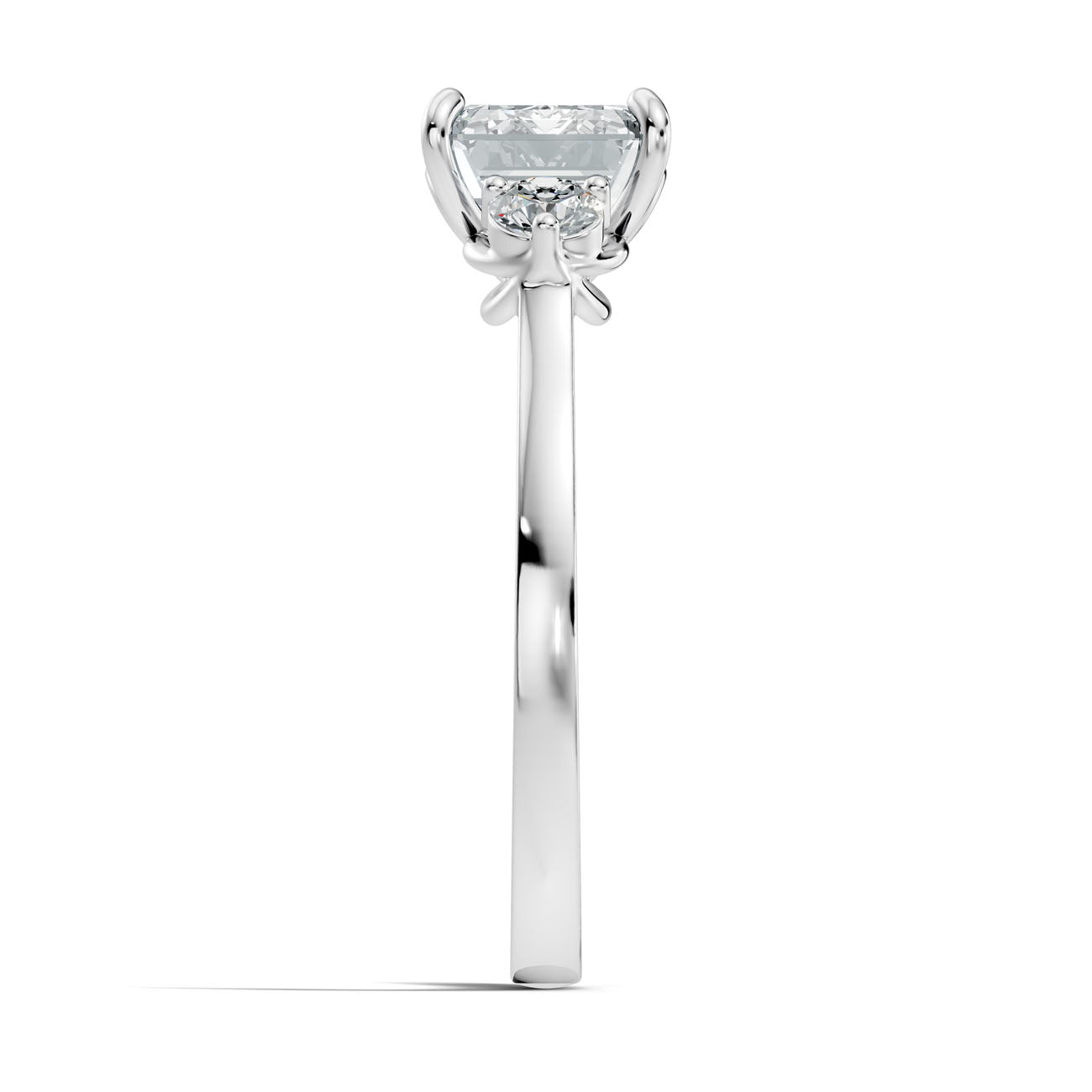 2.62 Ct. Emerald Cut Diamond Ring with Round Side Stones (GJSLR-084) 9
