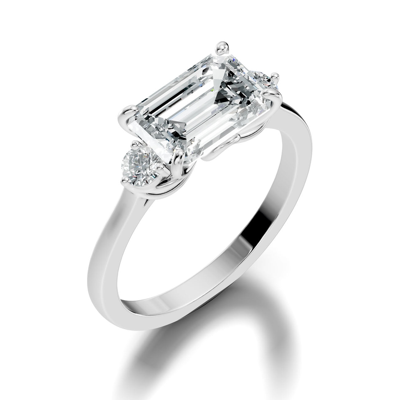 2.62 Ct. Emerald Cut Diamond Ring with Round Side Stones (GJSLR-084) 7