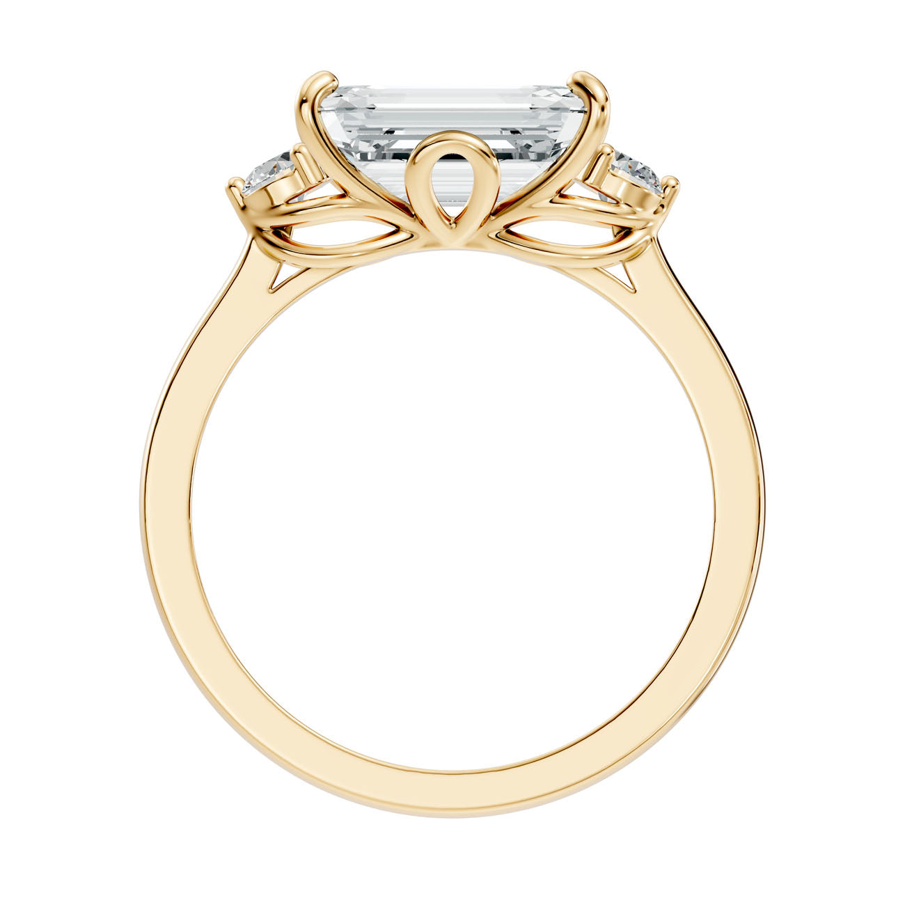 2.62 Ct. Emerald Cut Diamond Ring with Round Side Stones (GJSLR-084) 13