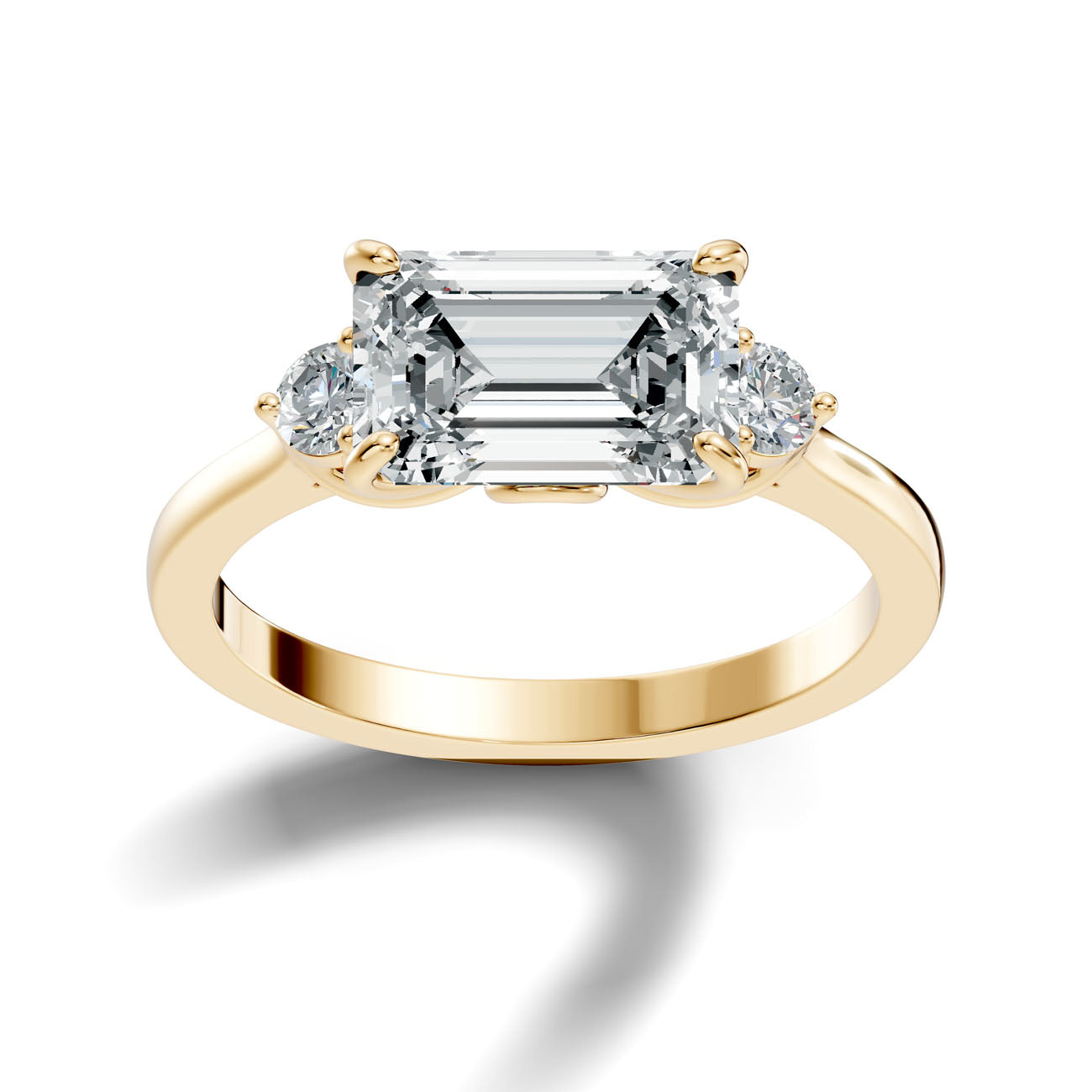 2.62 Ct. Emerald Cut Diamond Ring with Round Side Stones (GJSLR-084) 4