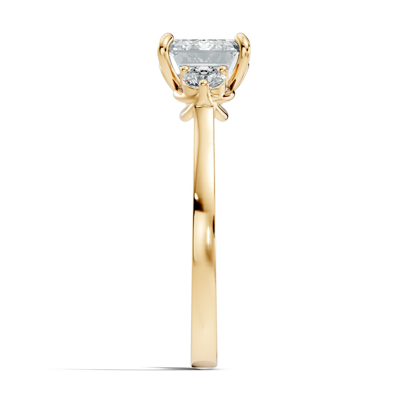 2.62 Ct. Emerald Cut Diamond Ring with Round Side Stones (GJSLR-084) 14