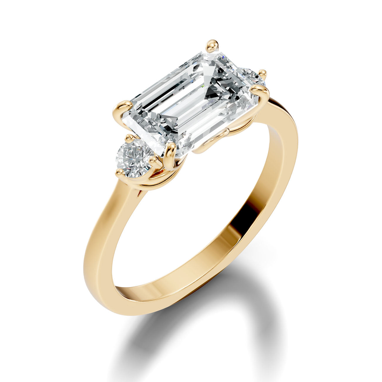 2.62 Ct. Emerald Cut Diamond Ring with Round Side Stones (GJSLR-084)