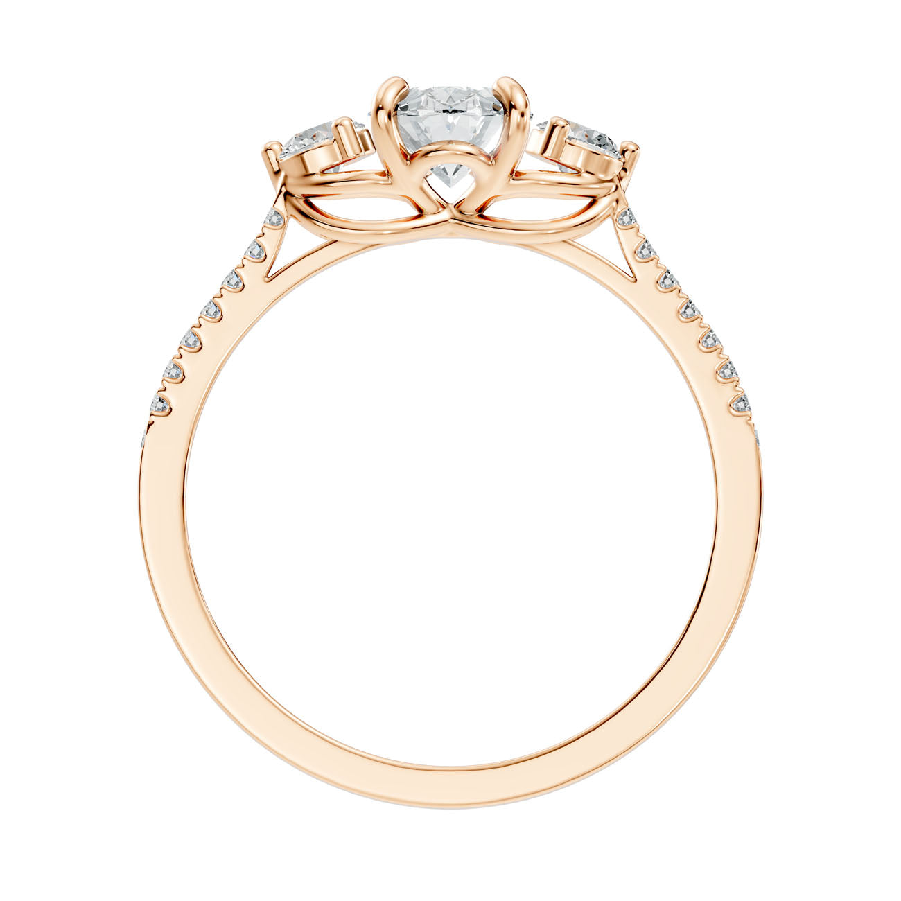 1.22 Ct. Oval Diamond Ring with Round Side Stones and Pavé Shank (GJSLR-085) 14
