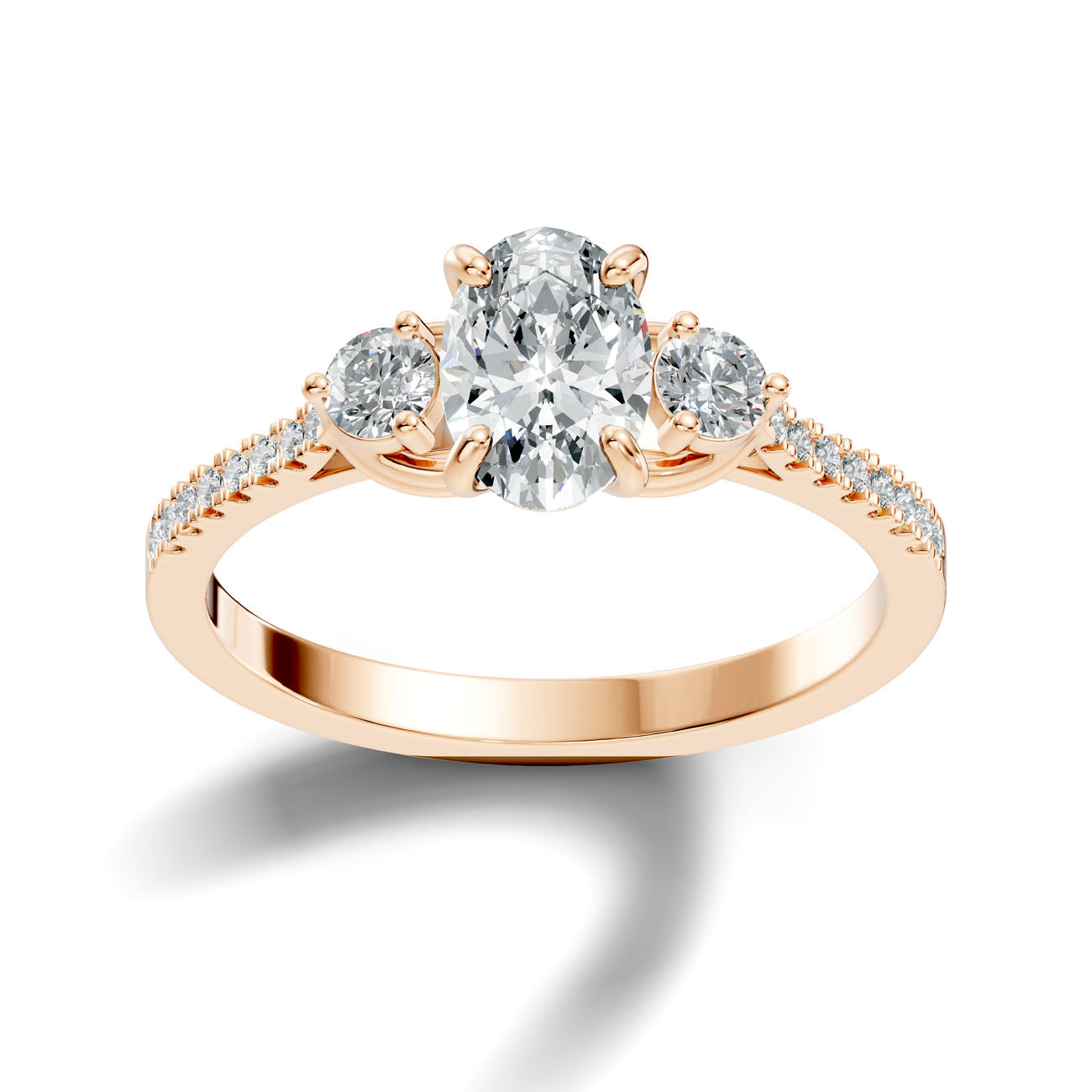 1.22 Ct. Oval Diamond Ring with Round Side Stones and Pavé Shank (GJSLR-085) 8
