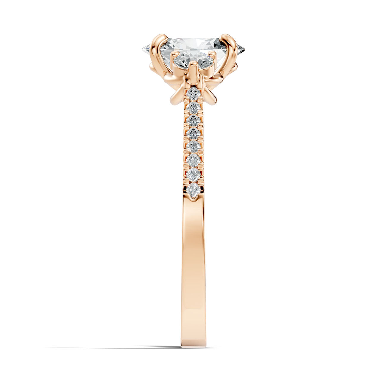 1.22 Ct. Oval Diamond Ring with Round Side Stones and Pavé Shank (GJSLR-085) 9