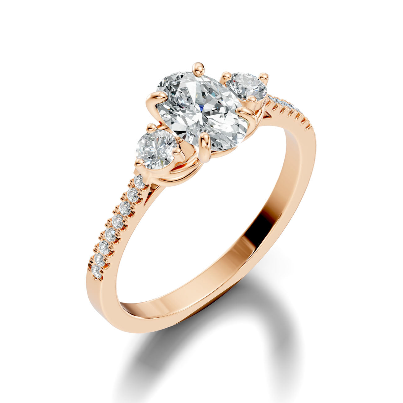 1.22 Ct. Oval Diamond Ring with Round Side Stones and Pavé Shank (GJSLR-085) 7