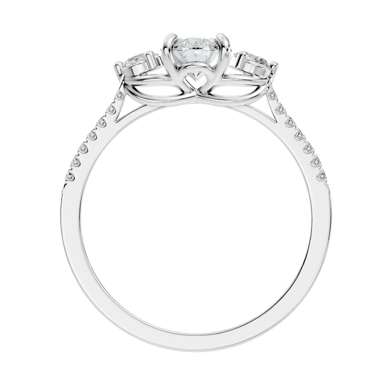 1.22 Ct. Oval Diamond Ring with Round Side Stones and Pavé Shank (GJSLR-085) 12
