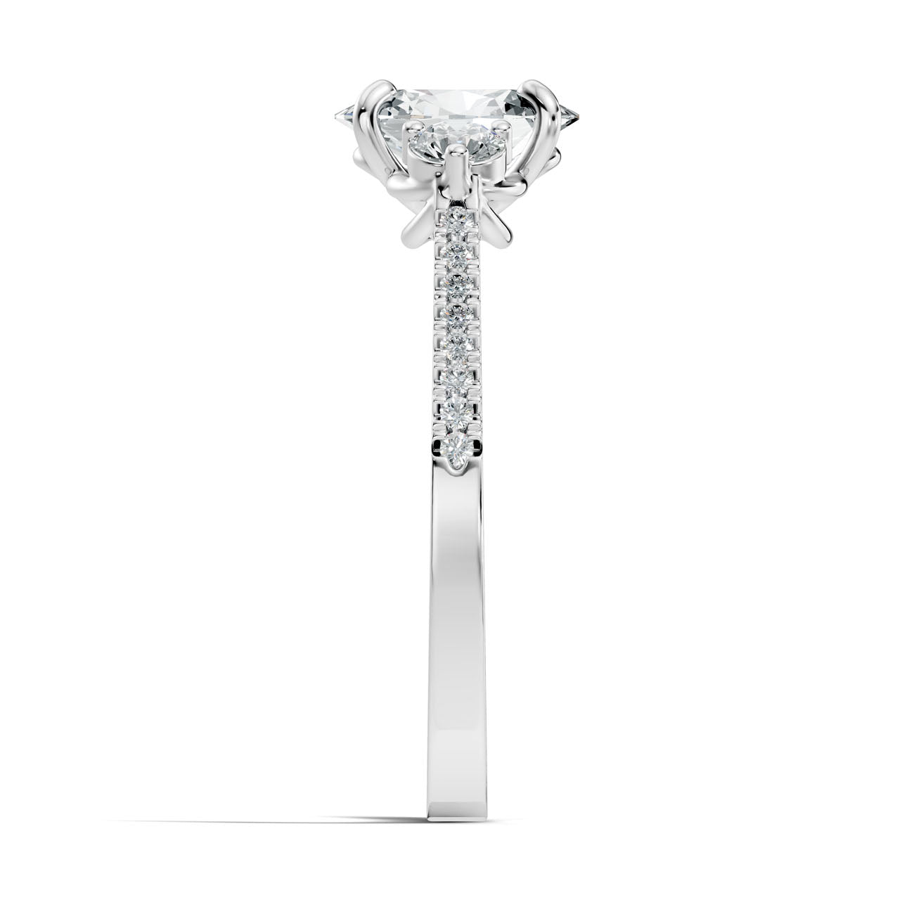 1.22 Ct. Oval Diamond Ring with Round Side Stones and Pavé Shank (GJSLR-085) 13