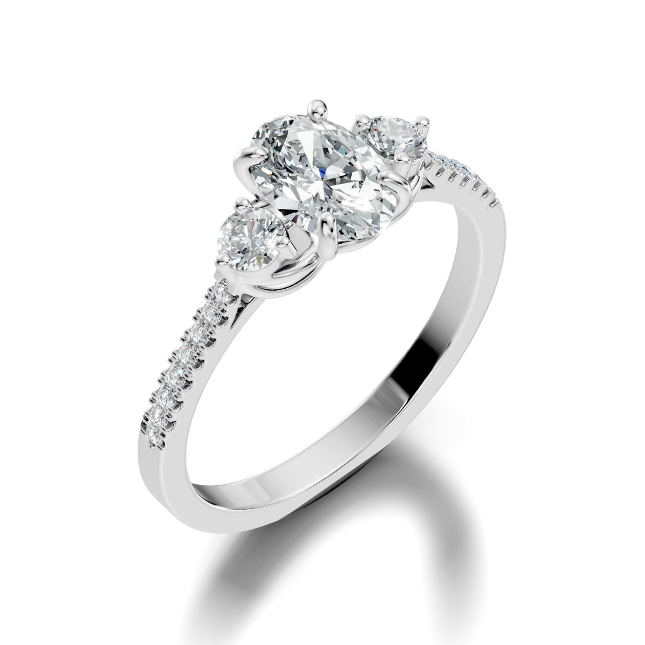 1.22 Ct. Oval Diamond Ring with Round Side Stones and Pavé Shank (GJSLR-085) 11