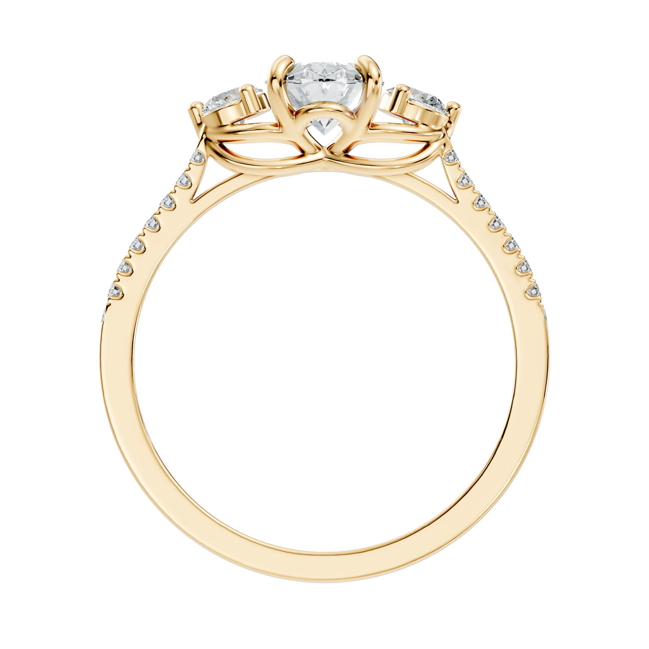 1.22 Ct. Oval Diamond Ring with Round Side Stones and Pavé Shank (GJSLR-085) 5