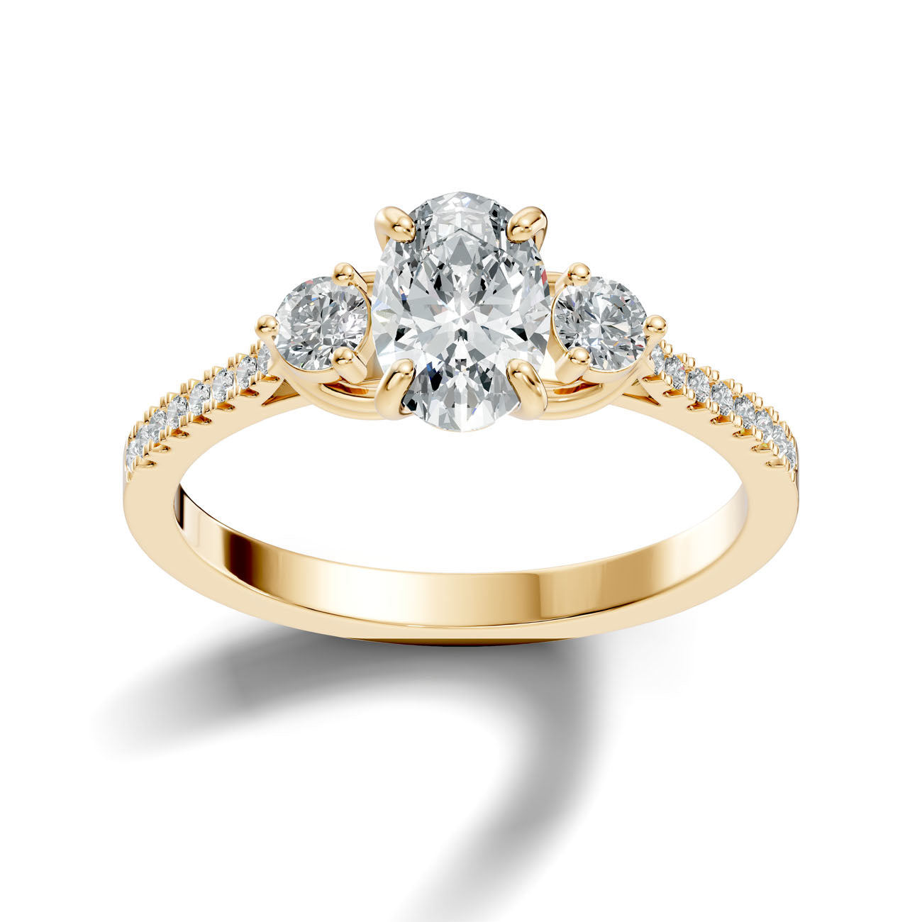1.22 Ct. Oval Diamond Ring with Round Side Stones and Pavé Shank (GJSLR-085) 4