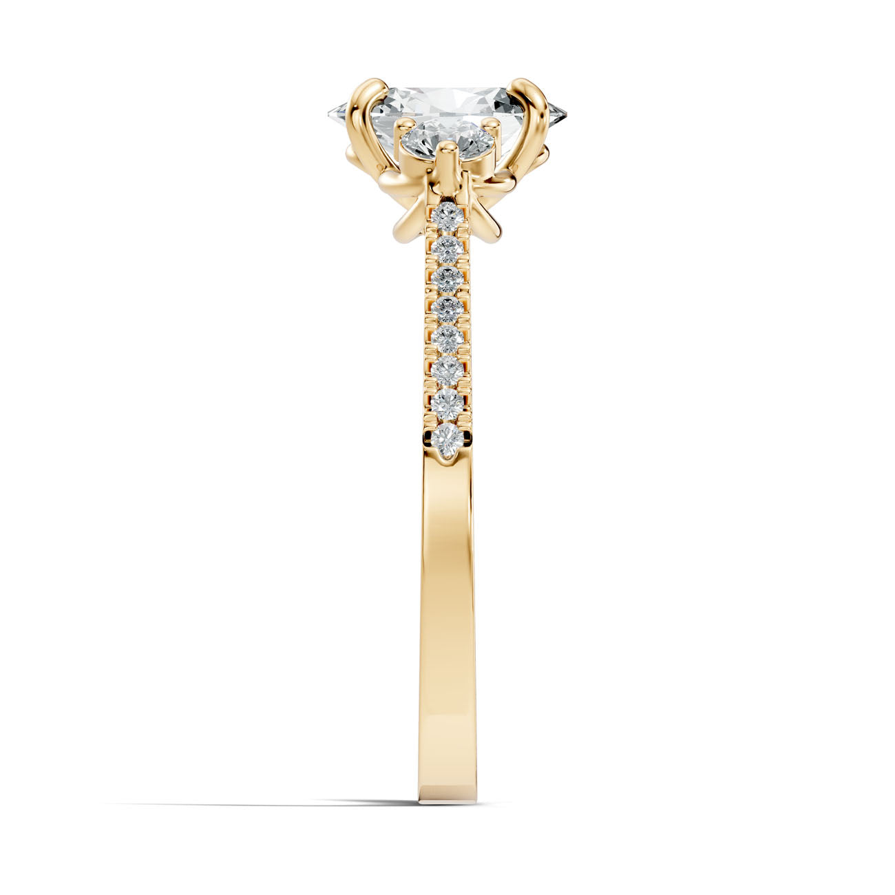 1.22 Ct. Oval Diamond Ring with Round Side Stones and Pavé Shank (GJSLR-085) 15