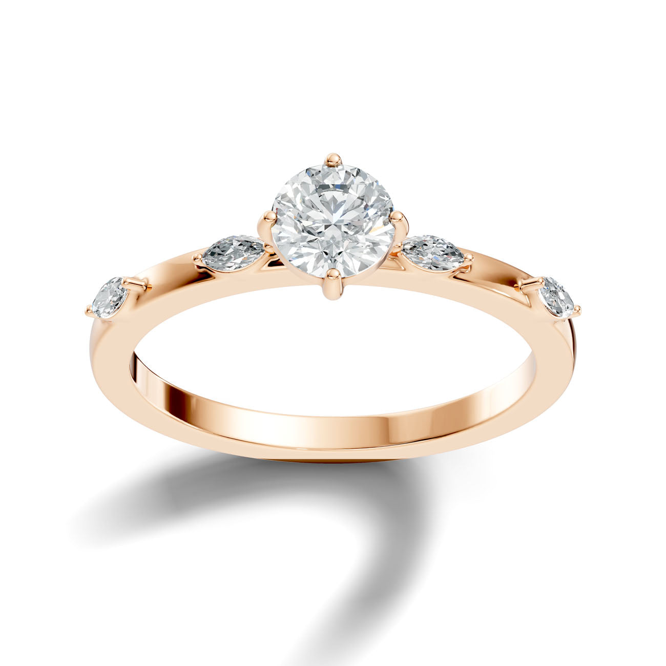 .60 Ct. Round Diamond Ring with Marquise Side Stones (GJSLR-086)