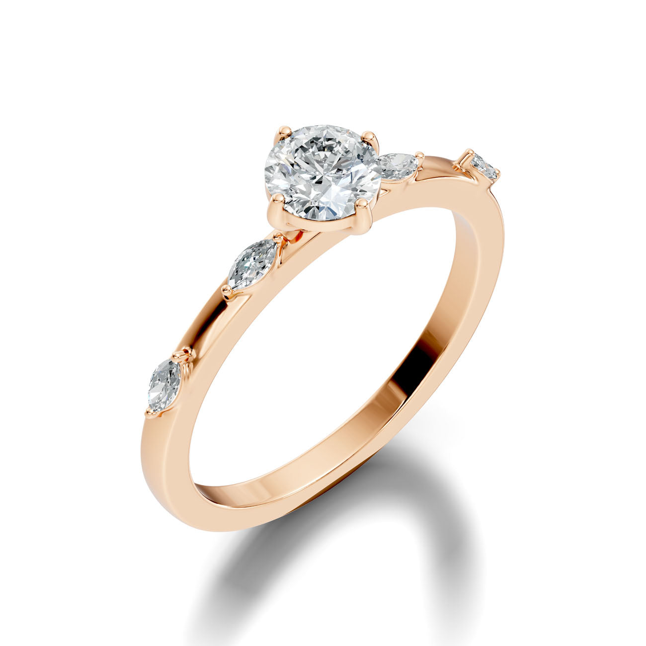 .60 Ct. Round Diamond Ring with Marquise Side Stones (GJSLR-086) 12