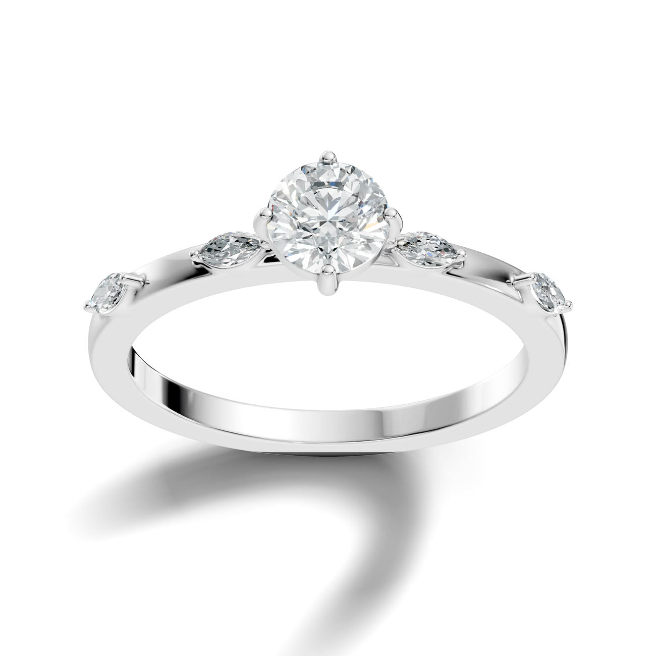 .60 Ct. Round Diamond Ring with Marquise Side Stones (GJSLR-086) 8