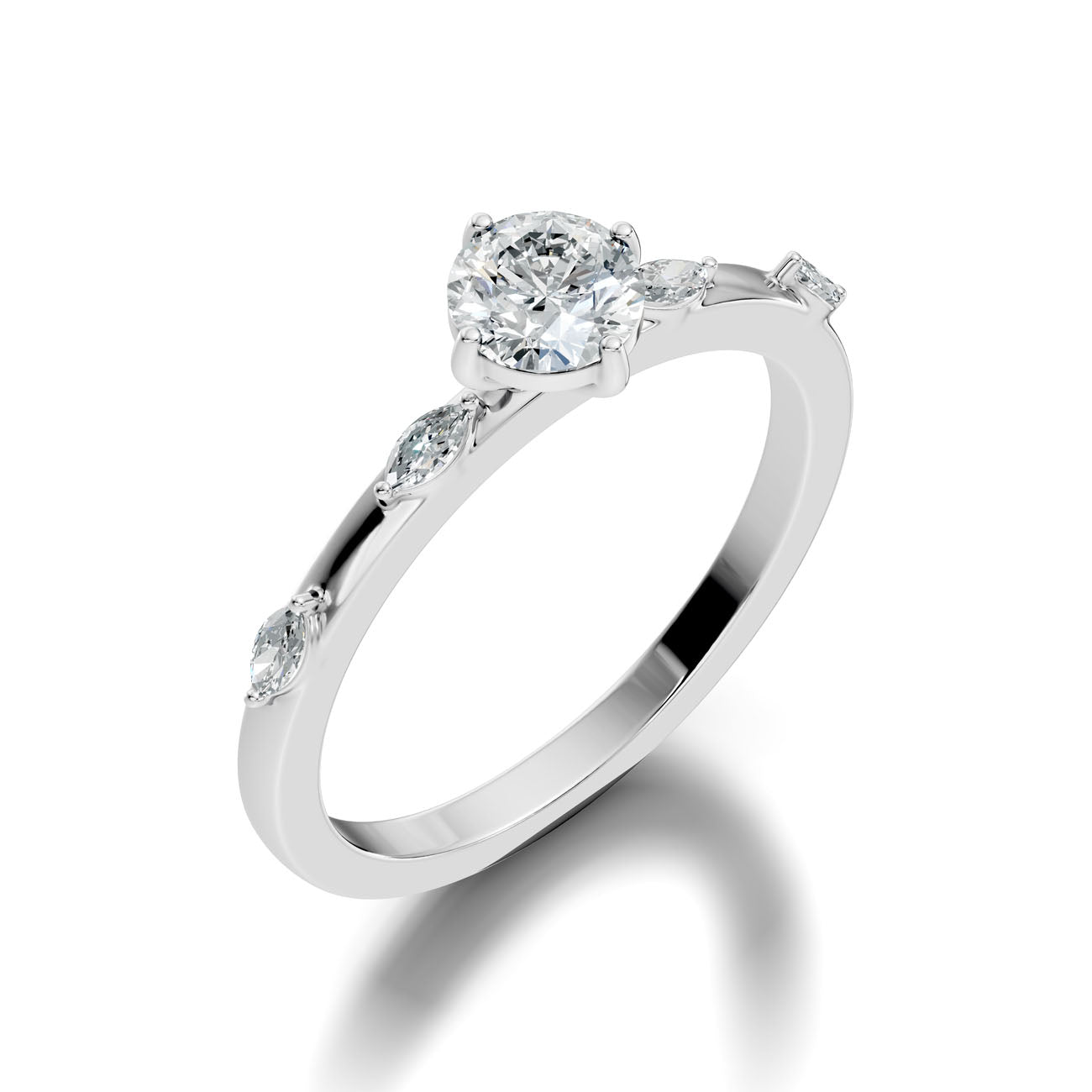 .60 Ct. Round Diamond Ring with Marquise Side Stones (GJSLR-086) 7