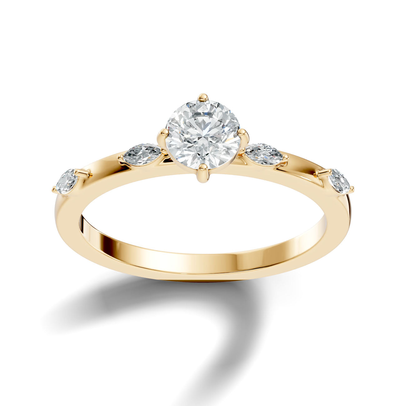 .60 Ct. Round Diamond Ring with Marquise Side Stones (GJSLR-086) 4