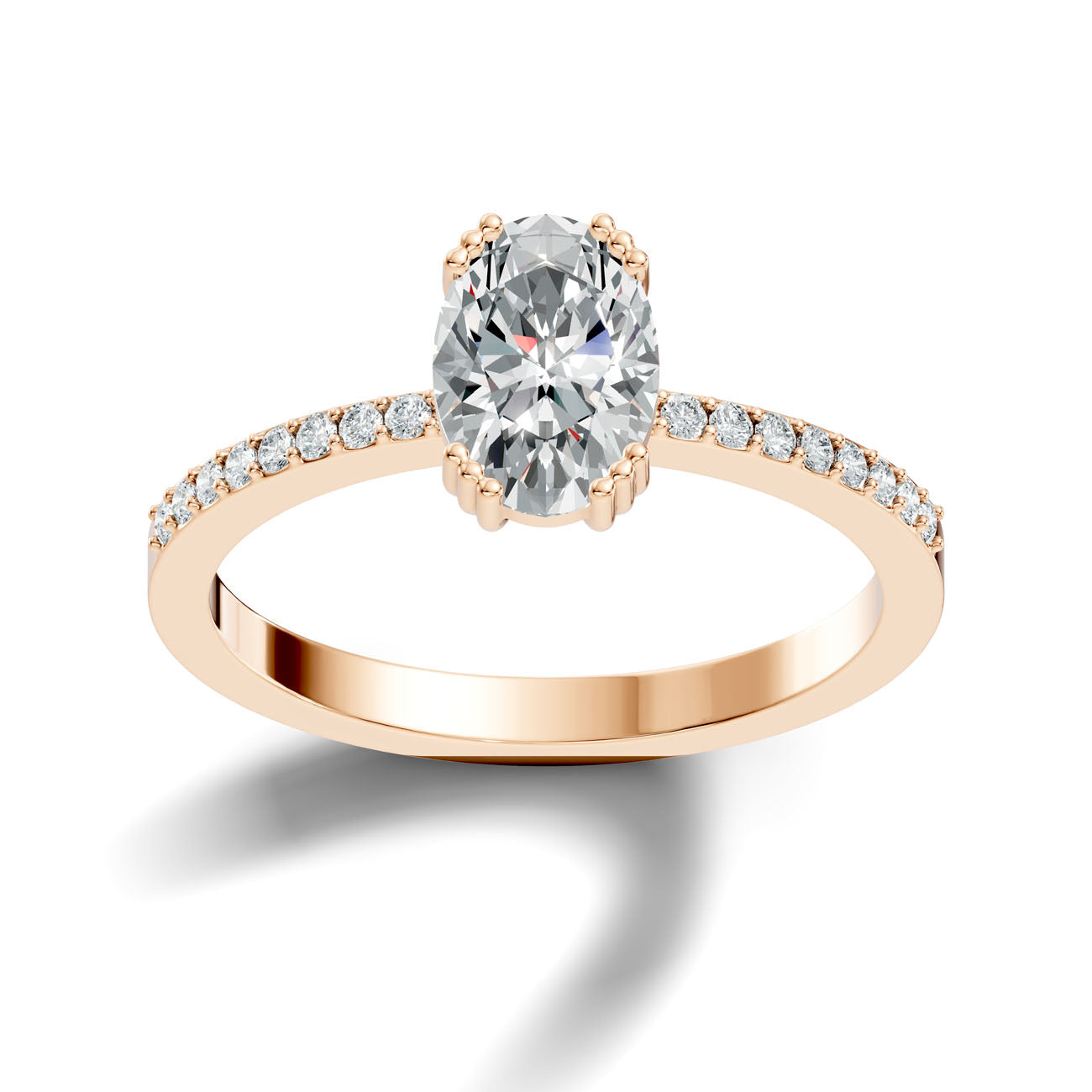 1.03 Ct. Oval Diamond Ring with Pavé Band (GJSLR-088) 7