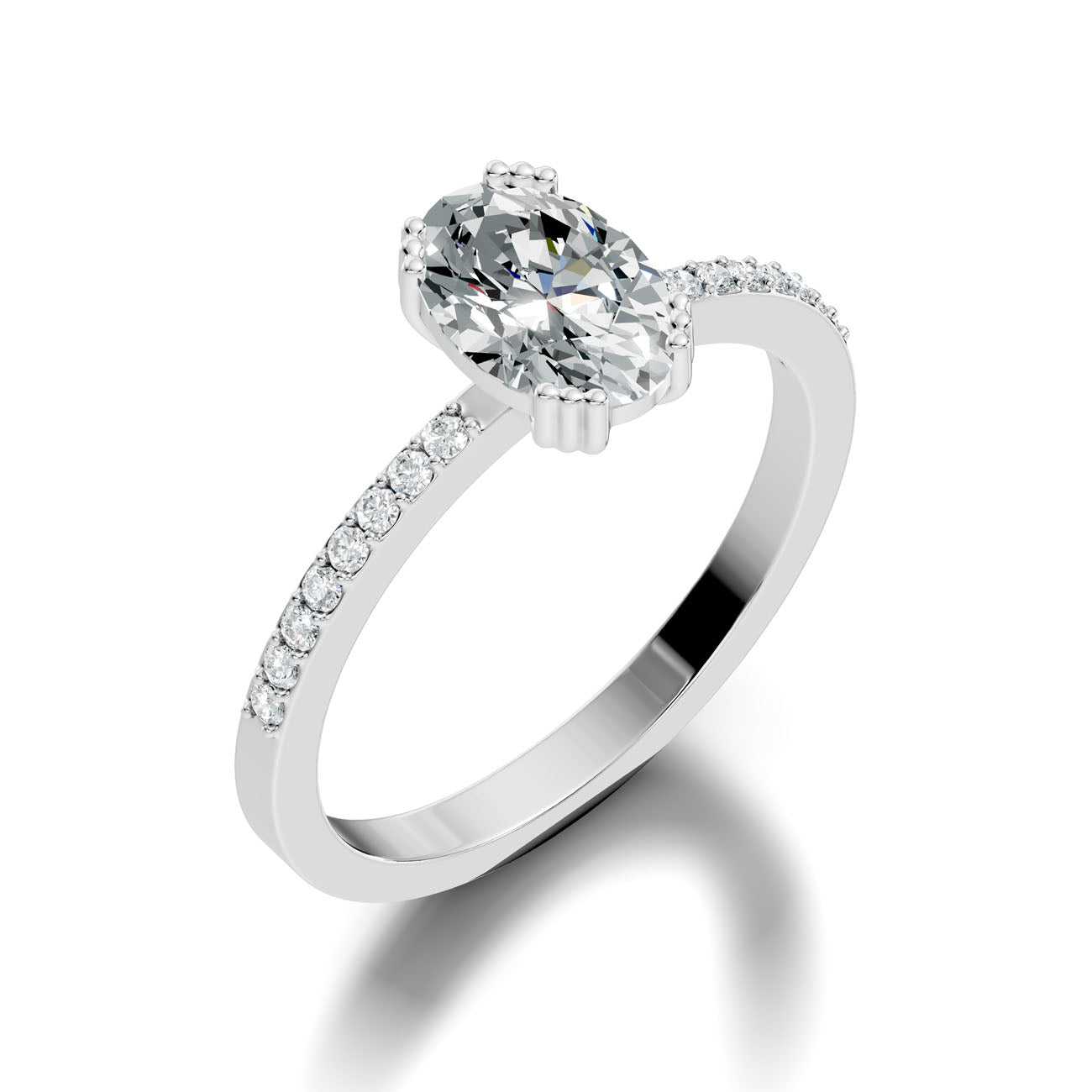 1.03 Ct. Oval Diamond Ring with Pavé Band (GJSLR-088) 12