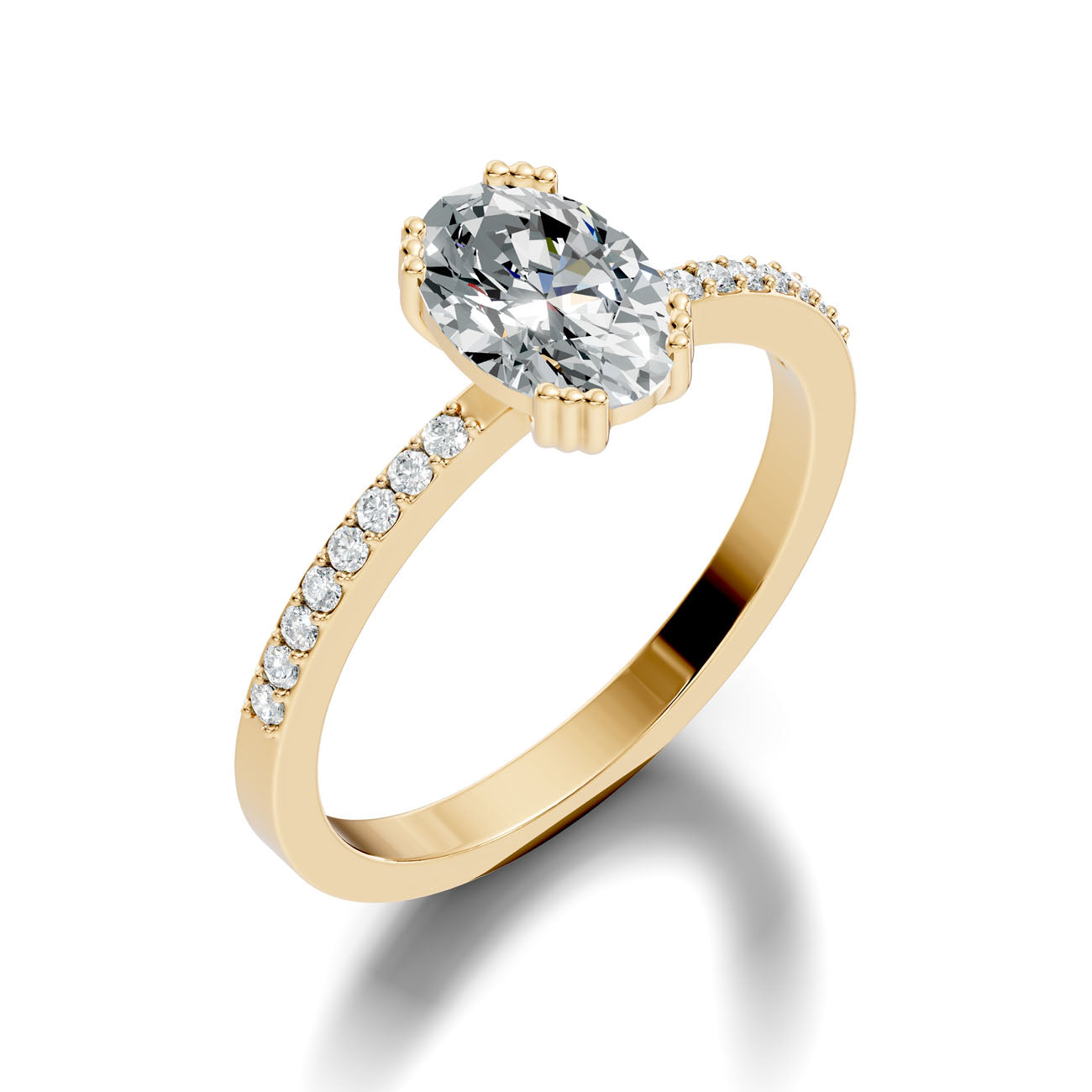 1.03 Ct. Oval Diamond Ring with Pavé Band (GJSLR-088)