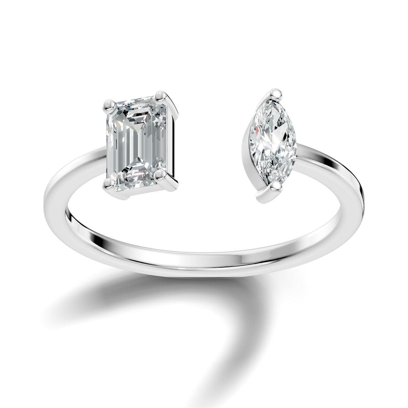 .63 Ct. Emerald & Marquise Diamond Open Ring (GJSLR-09)