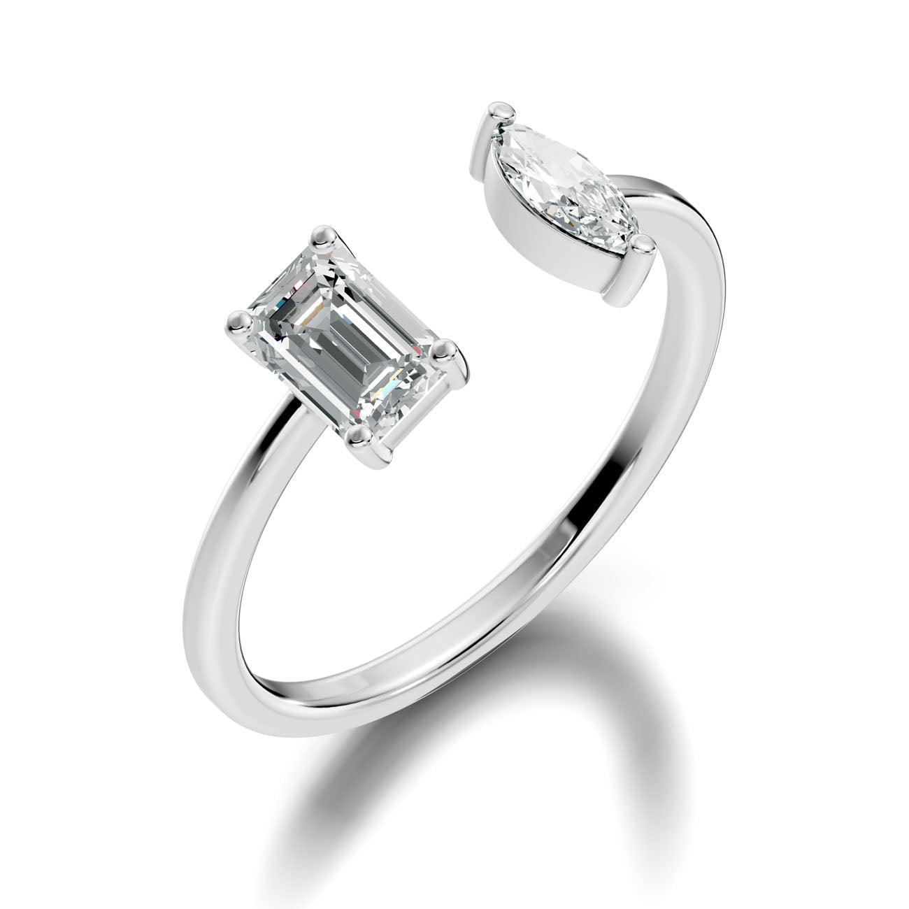 .63 Ct. Emerald & Marquise Diamond Open Ring (GJSLR-09) 7