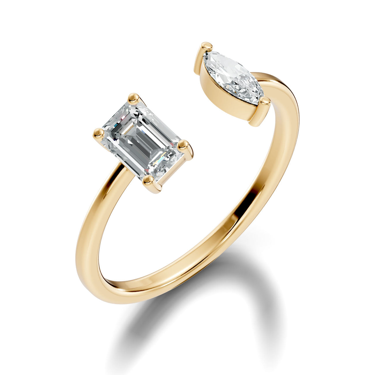 .63 Ct. Emerald & Marquise Diamond Open Ring (GJSLR-09)