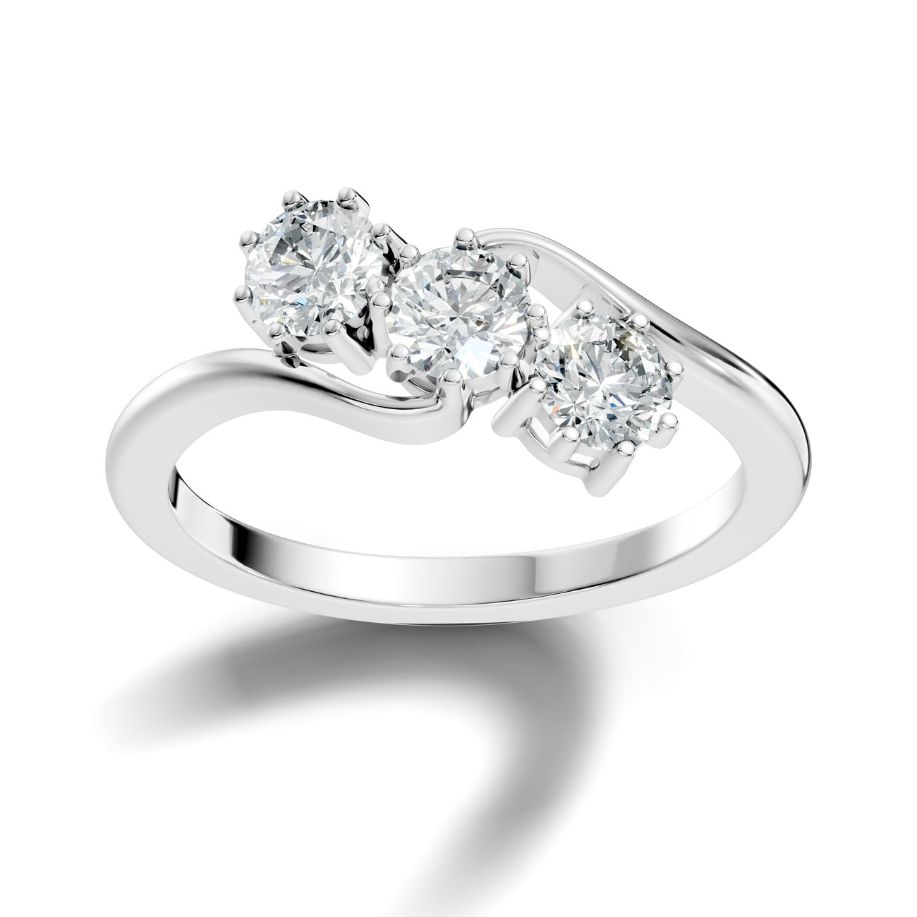 .90 Ct. Round Three-Stone Diamond Ring (GJSLR-090)