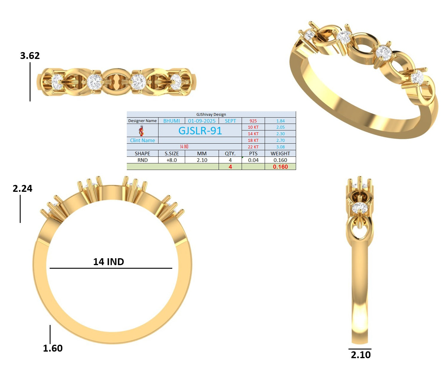 .16 Ct. Diamond Link Band Ring (GJSLR-091) 16