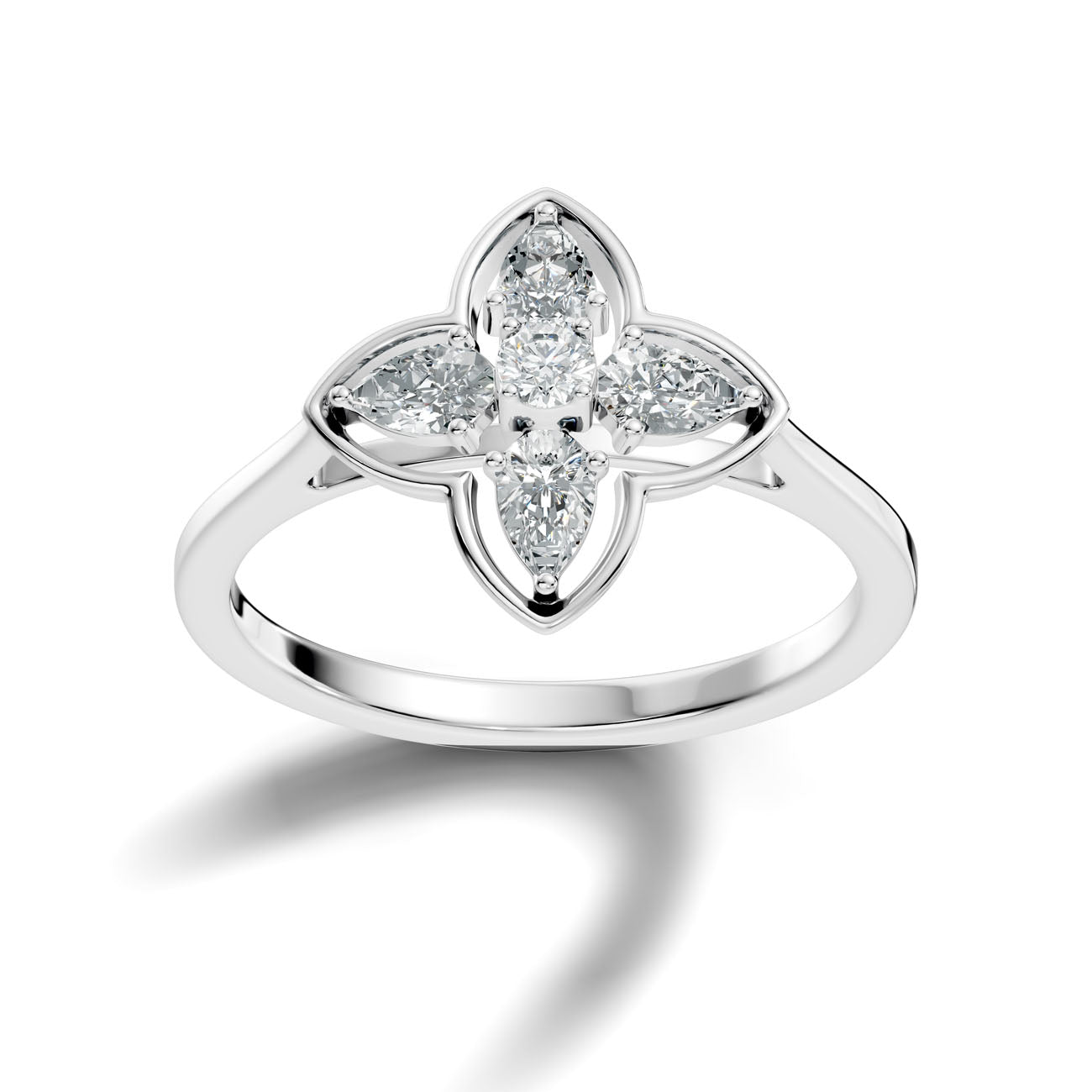 .42 Ct. Pear-Shaped Diamond Floral Cluster Ring (GJSLR-097)