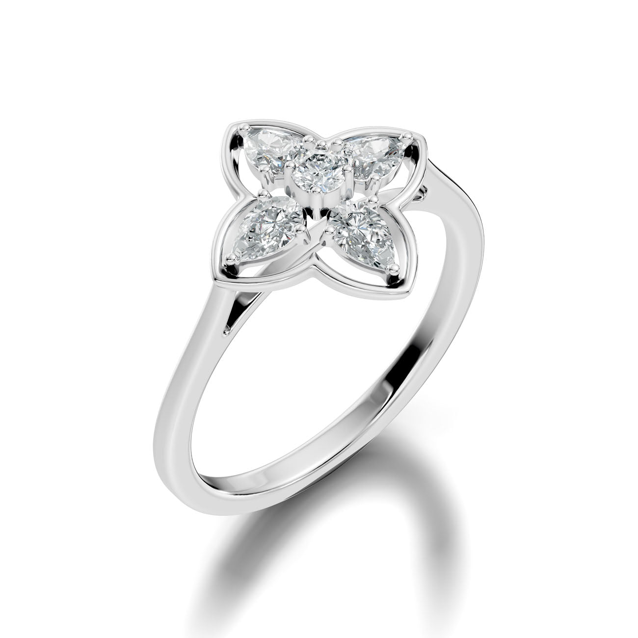 .42 Ct. Pear-Shaped Diamond Floral Cluster Ring (GJSLR-097) 9