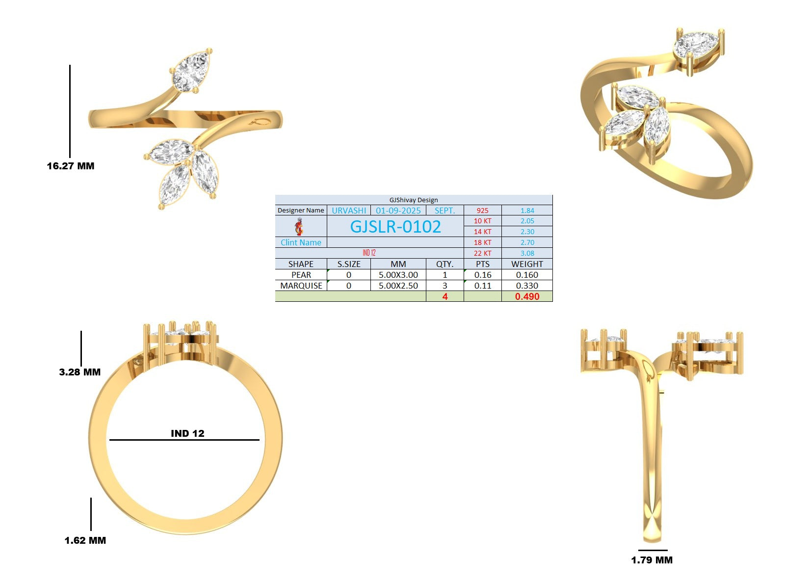 .50 Ct. Pear and Marquise Diamond Open Wrap Ring (GJSLR-0102) 16