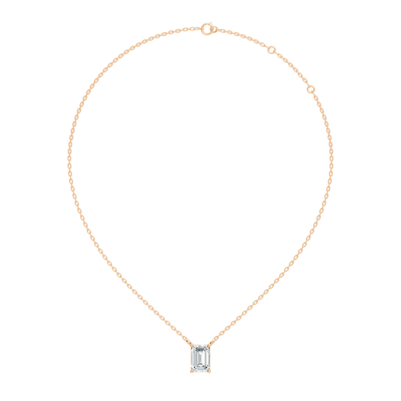 .75 Ct. Emerald-Cut Diamond Solitaire Pendant Necklace in Four-Prong Setting (GJSPD-03) 5