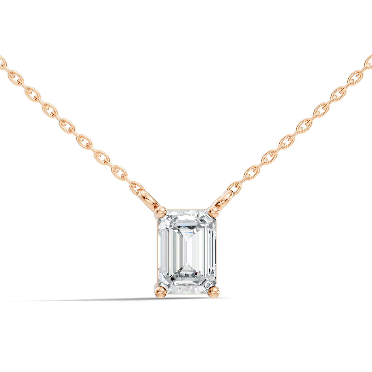 .75 Ct. Emerald-Cut Diamond Solitaire Pendant Necklace in Four-Prong Setting (GJSPD-03) 6