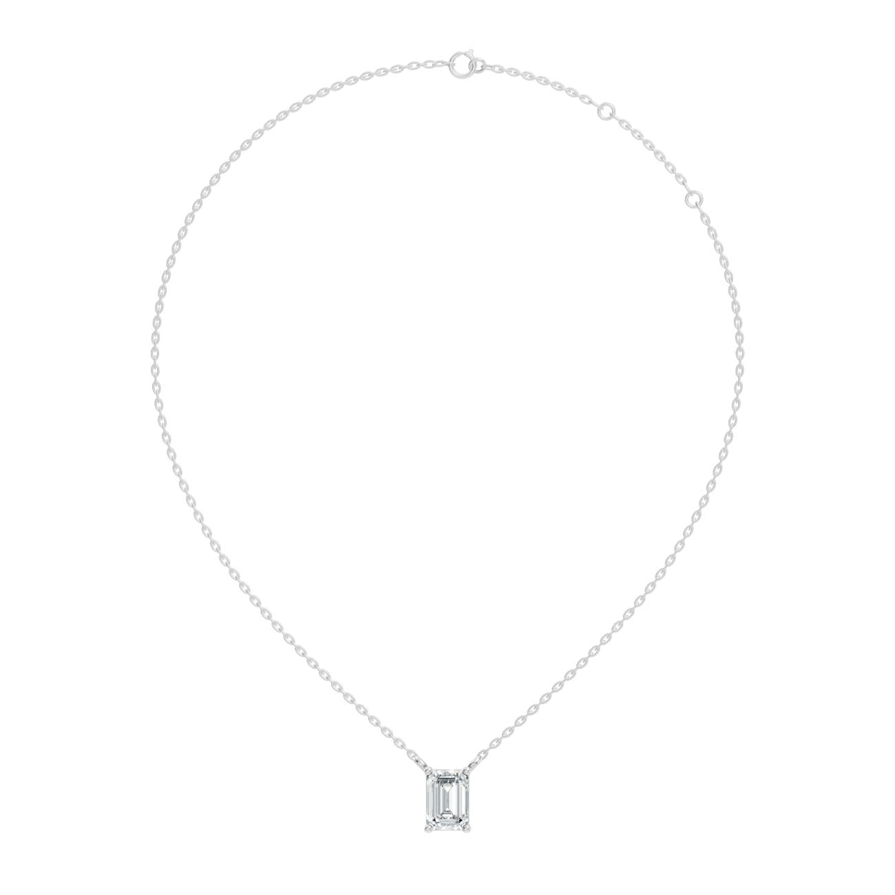 .75 Ct. Emerald-Cut Diamond Solitaire Pendant Necklace in Four-Prong Setting (GJSPD-03) 8