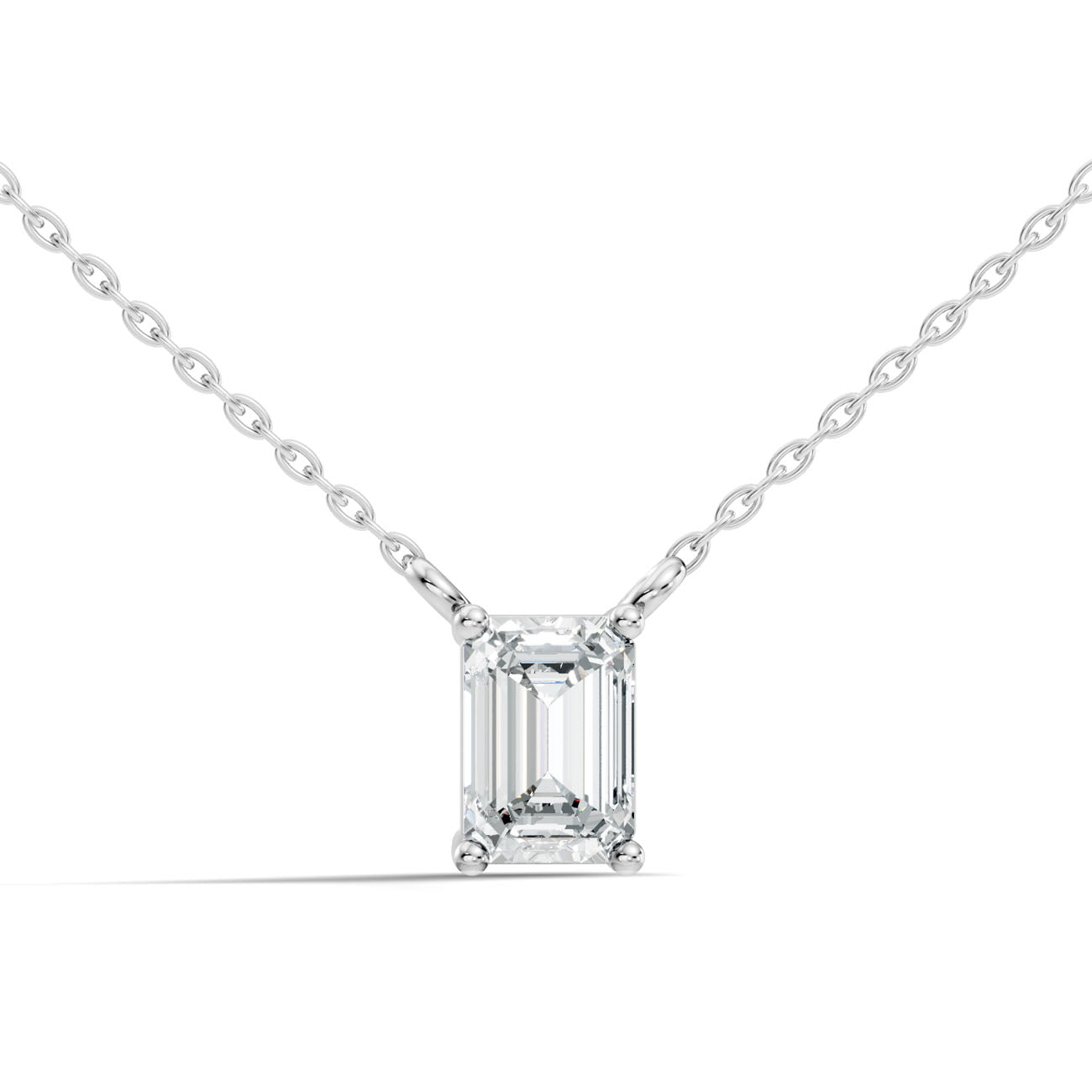 .75 Ct. Emerald-Cut Diamond Solitaire Pendant Necklace in Four-Prong Setting (GJSPD-03)
