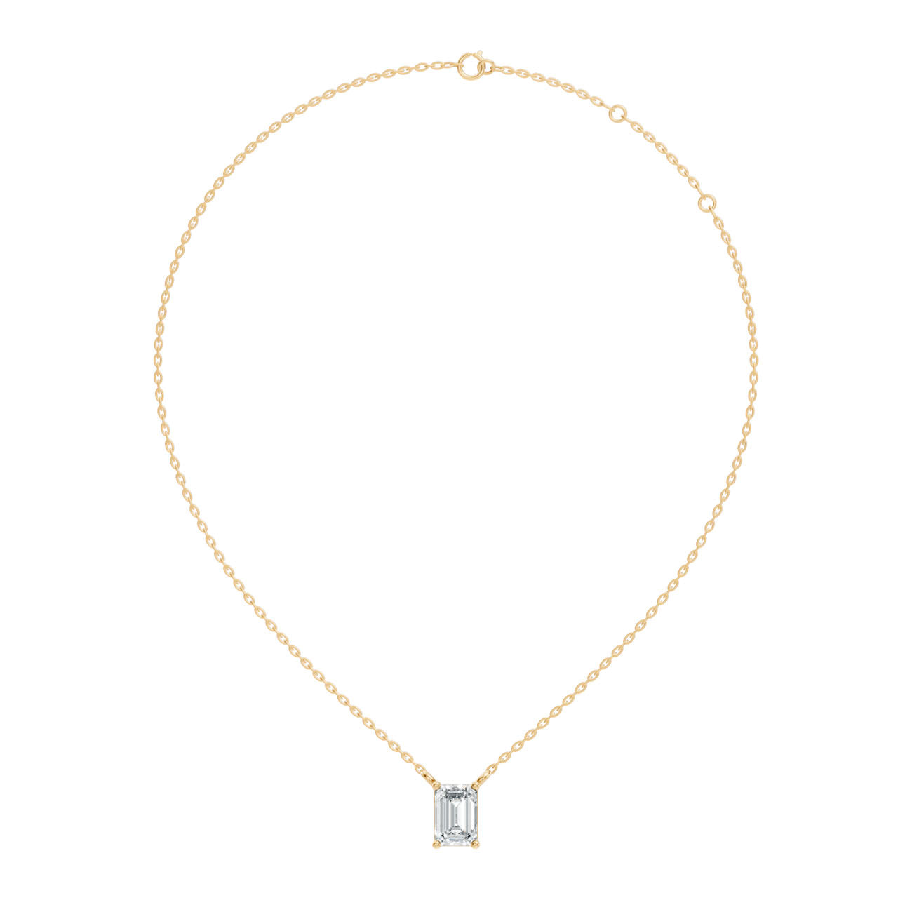.75 Ct. Emerald-Cut Diamond Solitaire Pendant Necklace in Four-Prong Setting (GJSPD-03)