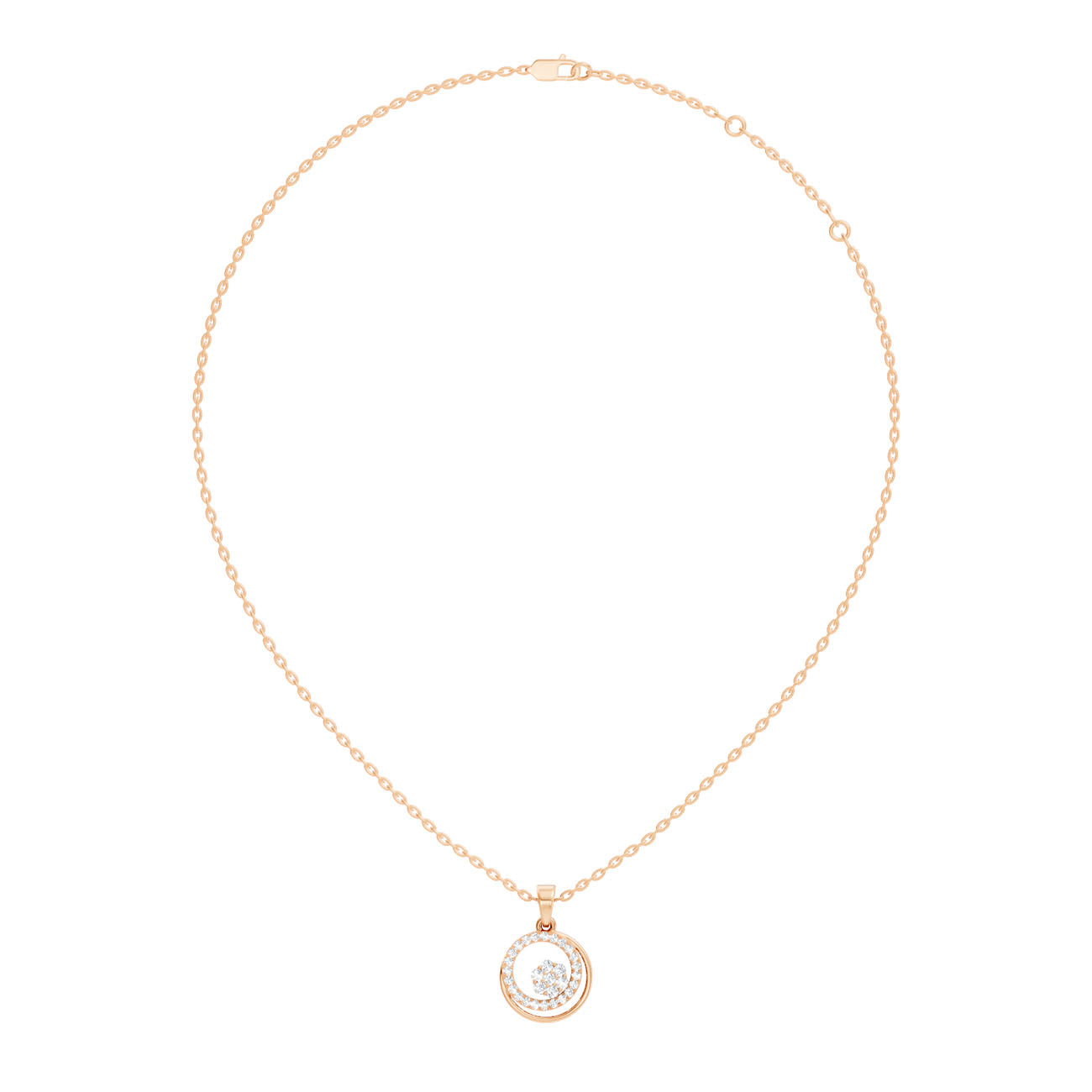 .25 Ct. Round Diamond Circle Pendant Necklace with Cluster Center (GJSPD-07)
