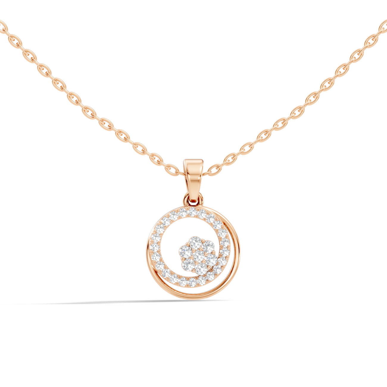 .25 Ct. Round Diamond Circle Pendant Necklace with Cluster Center (GJSPD-07) 4