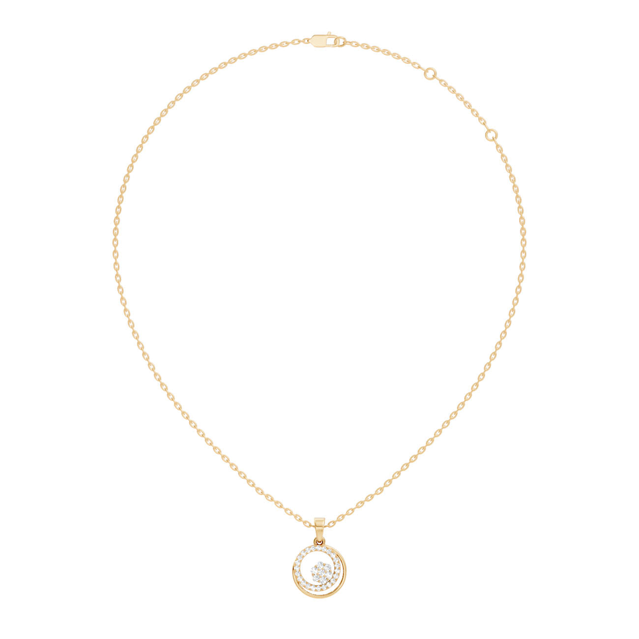 .25 Ct. Round Diamond Circle Pendant Necklace with Cluster Center (GJSPD-07) 7