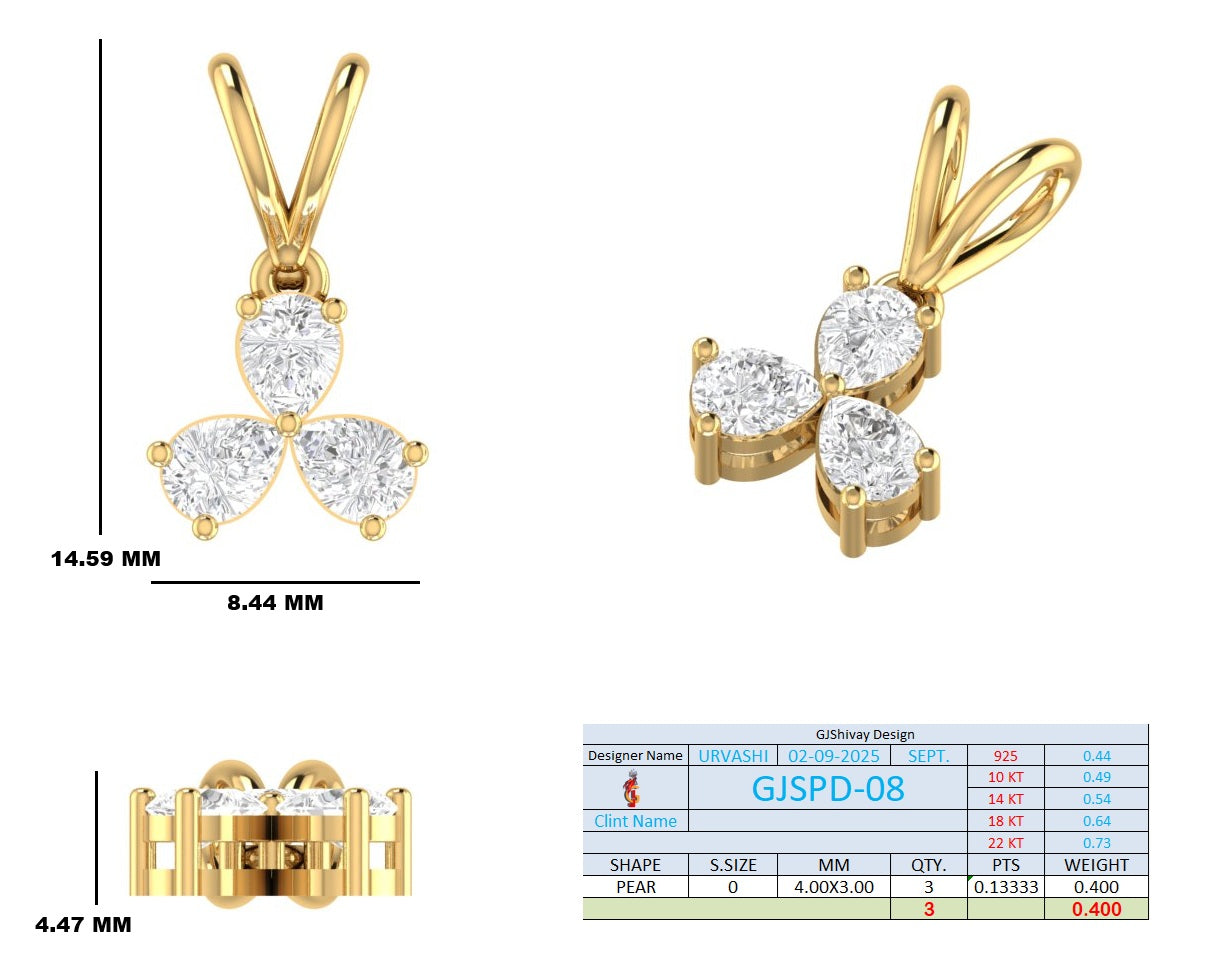 .40 Ct. Three-Pear Diamond Pendant Necklace (GJSPD-08) 10