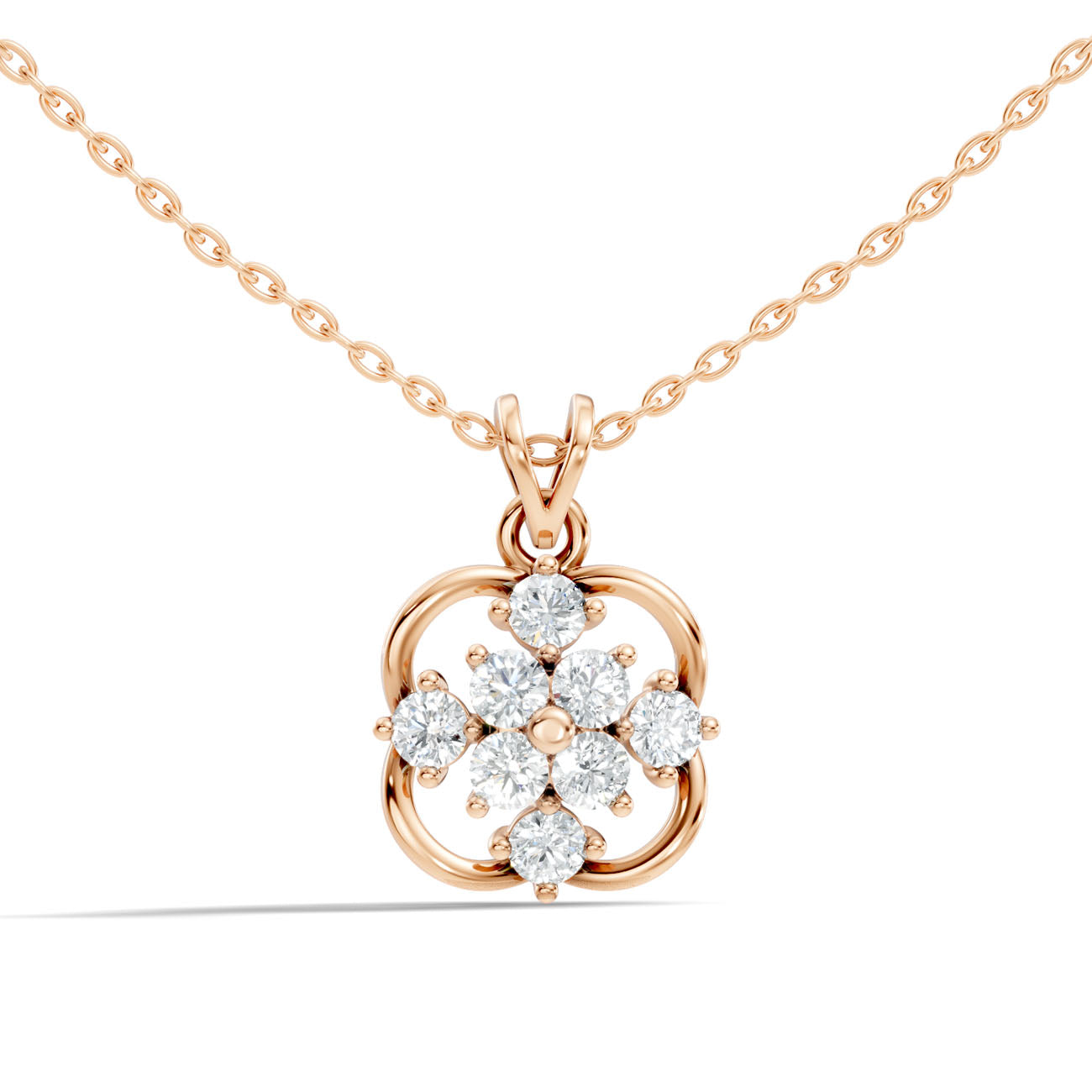 .88 Ct. Round Diamond Floral Cluster Pendant Necklace (GJSPD-101) 7