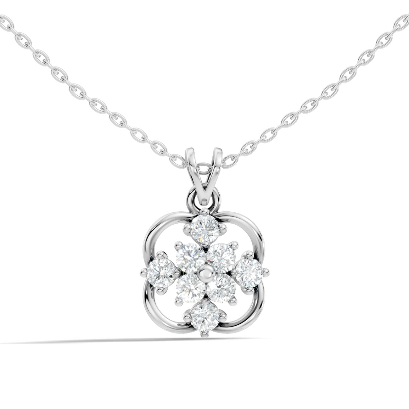 .88 Ct. Round Diamond Floral Cluster Pendant Necklace (GJSPD-101)