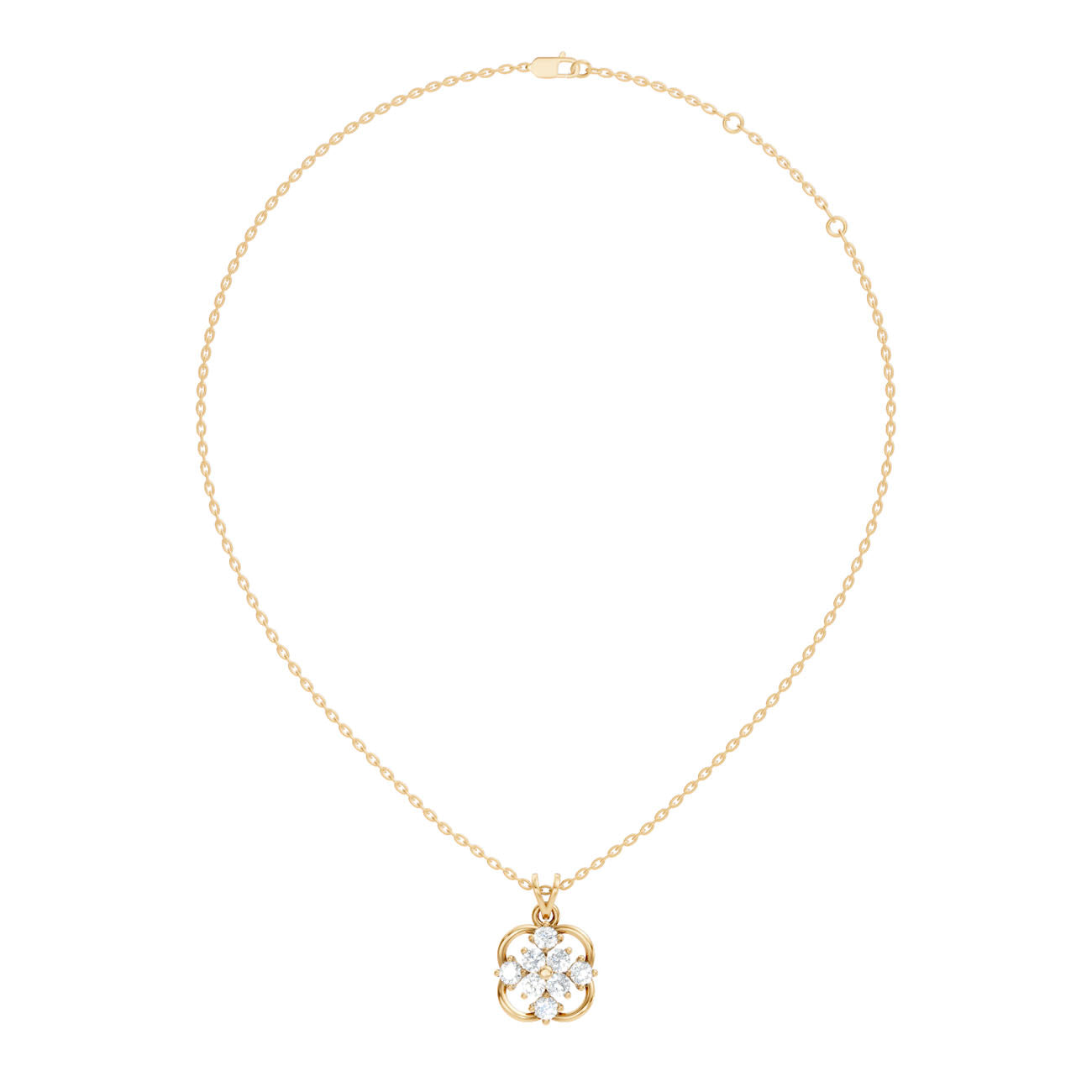 .88 Ct. Round Diamond Floral Cluster Pendant Necklace (GJSPD-101)