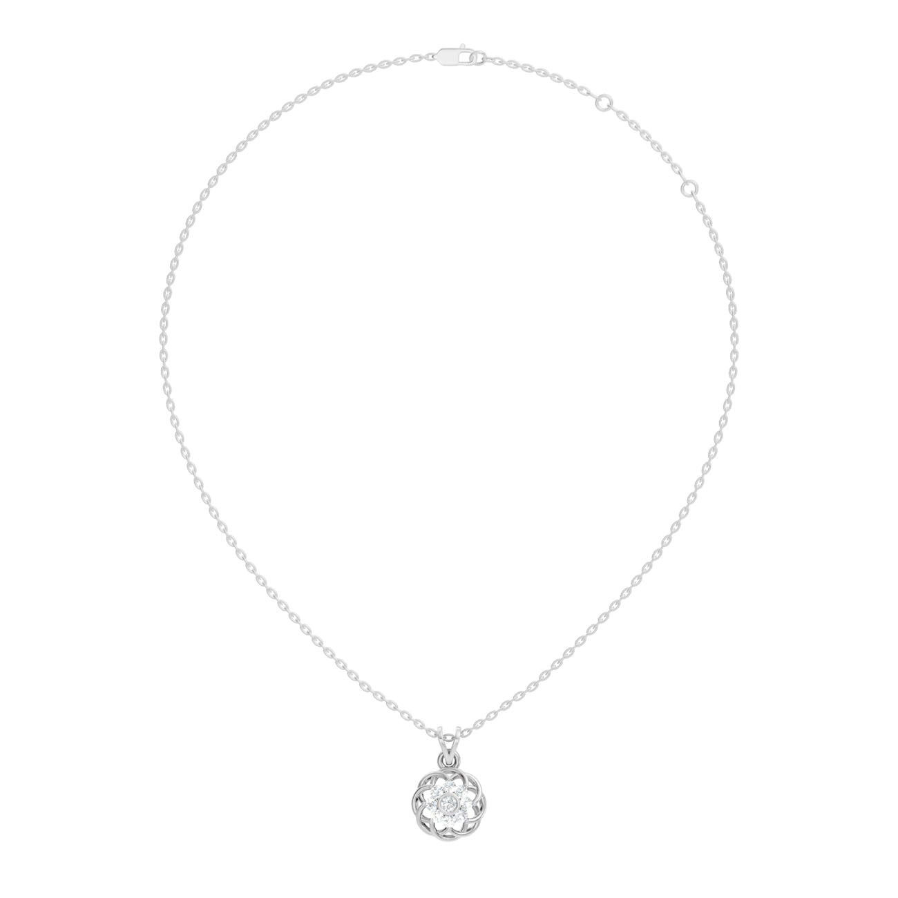 .34 Ct. Round Diamond Vintage Floral Pendant Necklace (GJSPD-102) 4