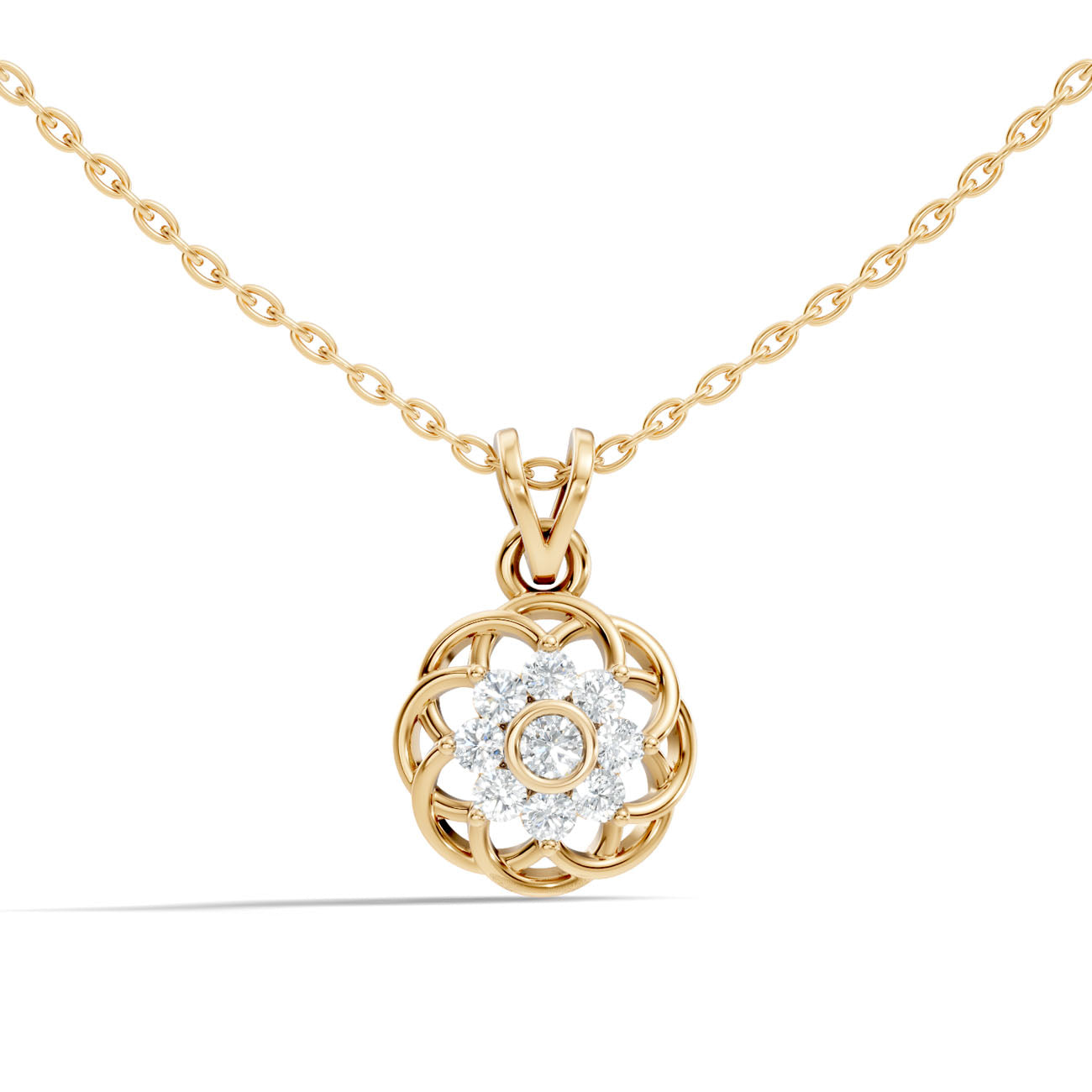 .34 Ct. Round Diamond Vintage Floral Pendant Necklace (GJSPD-102) 7