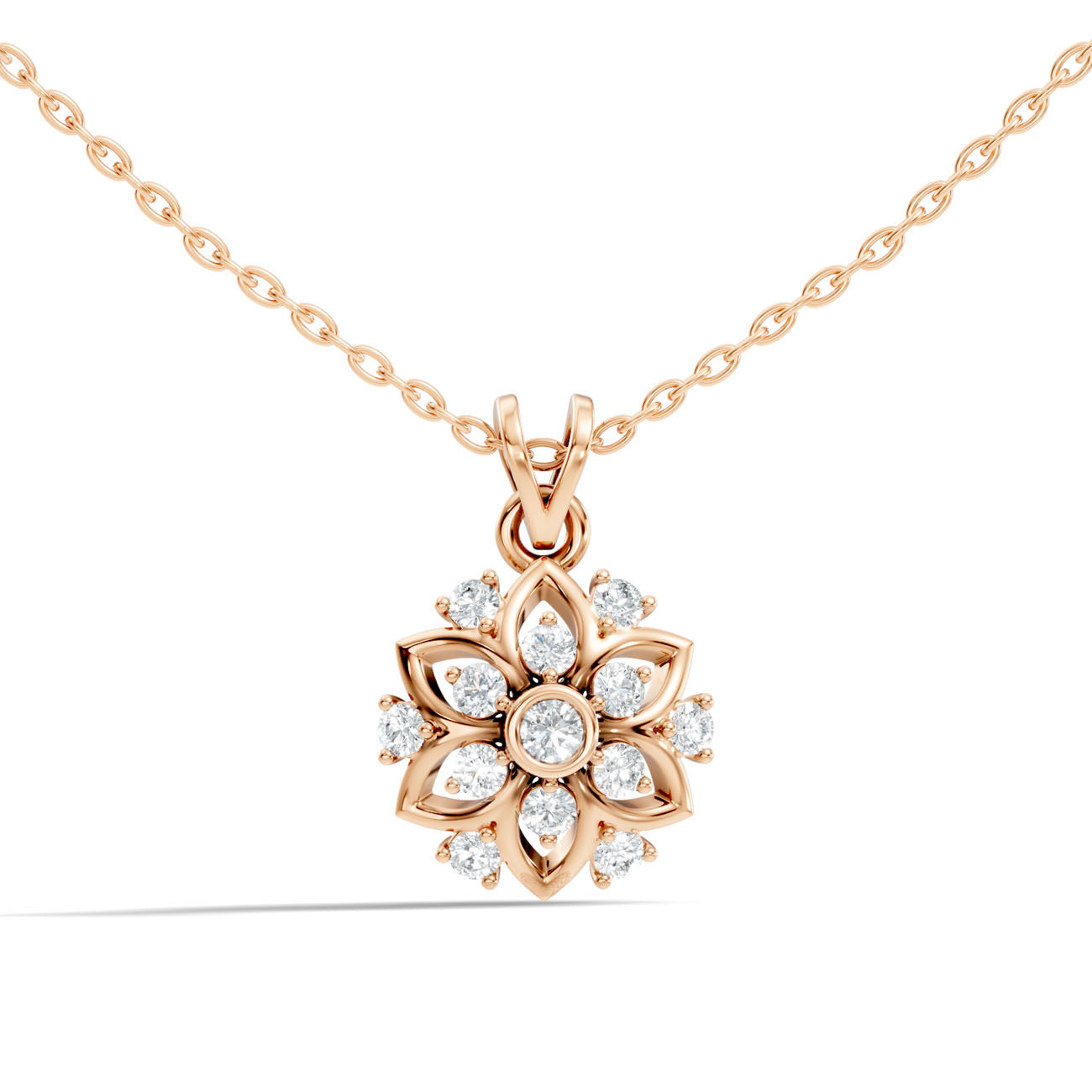 .50 Ct. Round Diamond Floral Halo Pendant Necklace (GJSPD-103) 8