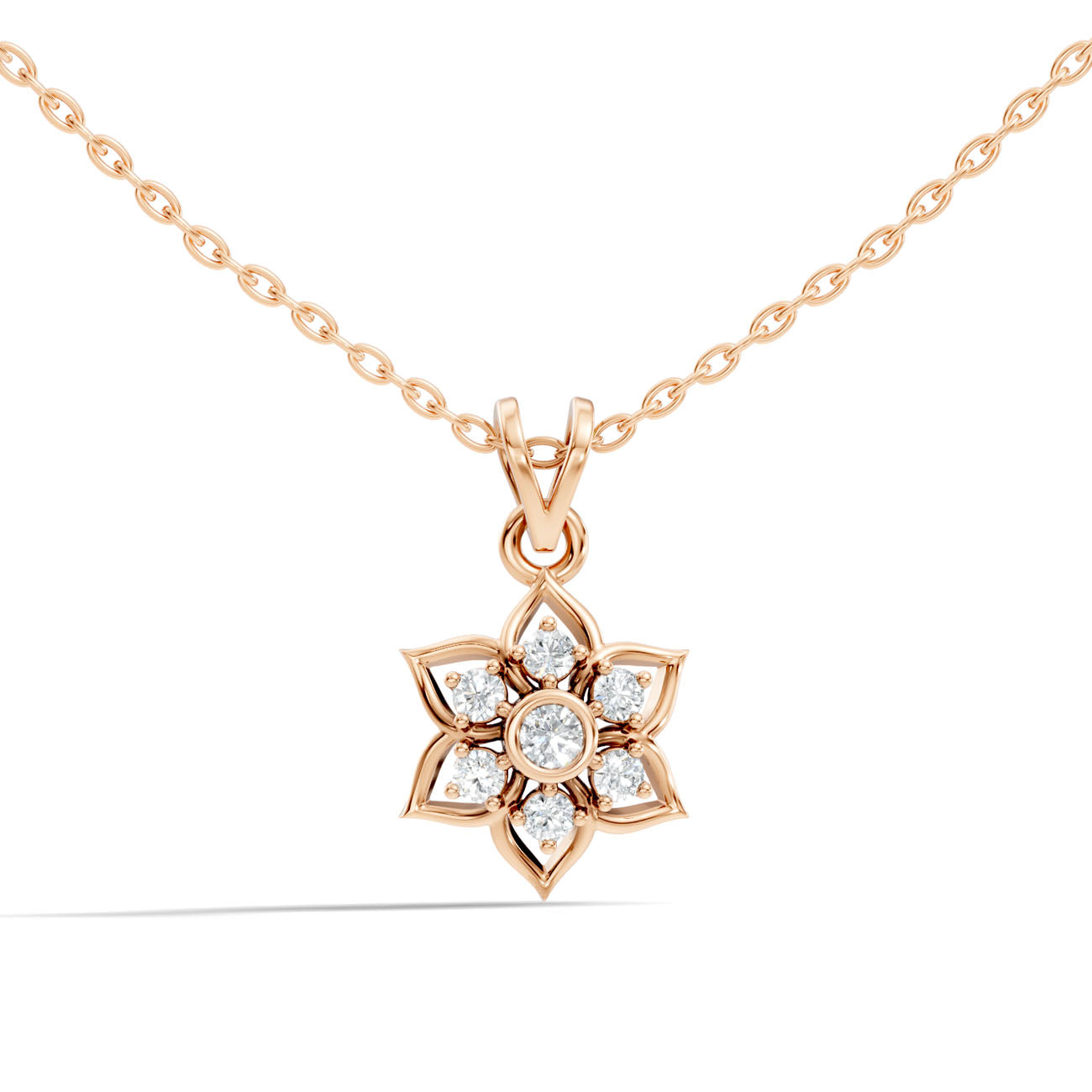 .27 Ct. Round Diamond Floral Drop Pendant Necklace (GJSPD-104) 6